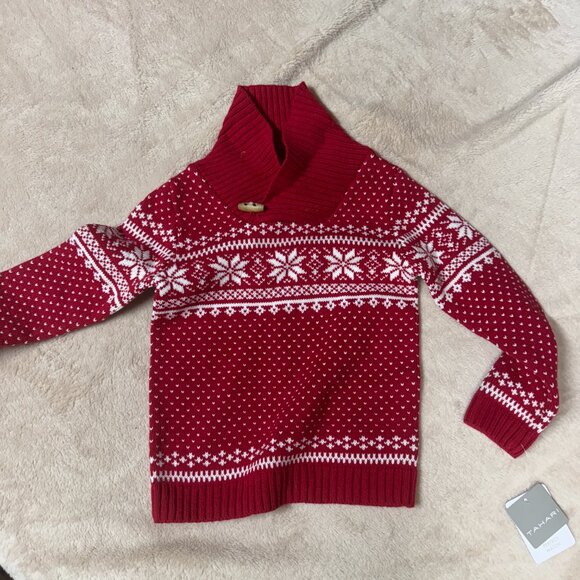 Tahari Snowflake Winter Fair Isle Red Pullover Ski Sweater Size 3T NEW WITH TAG - Picture 1 of 6